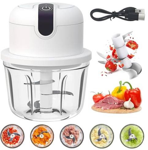 Gohytal Mini Zerkleinerer mit USB-Anschluss, Zwiebel Zerkleinerer Elektrisch, Elektrischer Küchenzerkleinerer 350ml, Kabelloser Klein Zwiebelzerkleinerer, für Obst, Nüsse, Fleisch, Knoblauch, Chili