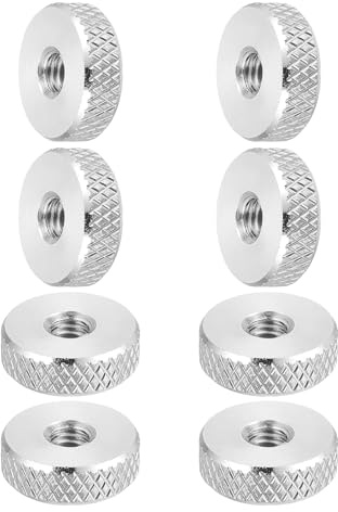 MECCANIXITY 8pcs M6 Flat Knurled Thumb Nuts, 304 Stainless Steel Female Thread Through Hole Hand Tighten Fasteners Adjust Lock, Silver 20 x 5.4mm