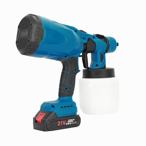 Pulverizador de pintura con batería recargable de 600 W, 21 V, 2000 mAh, capacidad de 800 ml, 3 patrones de pulverización, flujo de aire de 160 l/min para muebles, paredes, armarios, bricolaje