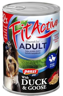 Panzi Pet - Fit Active Duck & Goose - Comida para perros - Alimentos húmedos perro - Sabor de pato y ganso - 5 x 1240g