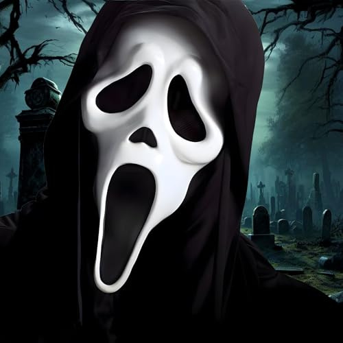 HigoYXP Halloween Scream Mask, Horror Scary Mask, Scream Face Mask, Full Head Horrible Skull Face Mask for Halloween Costume Cosplay Party