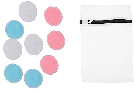SAFIGLE 10 Pcs Coussinets de Maquillage Ronds en Fibre de Bambou Réutilisables pour Peaux Sèches et Grasses, Voyage