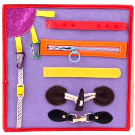 Coperta Sensoriale Pannello di Stoffa Gioco Apprendimento Tappetino Attività Bottoni Età Prescolare Taglia Unica- Viola