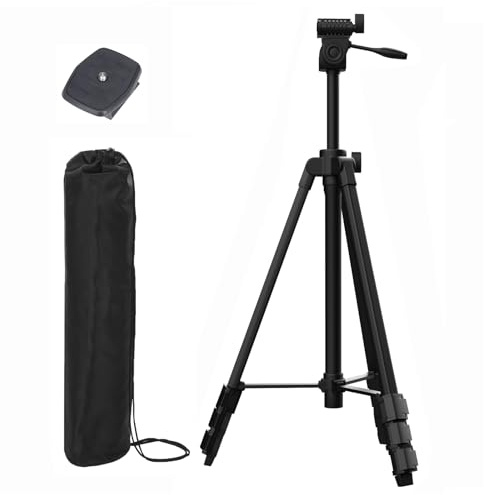 Xincere 148 cm Lightweight Aluminum Laser Level Tripod Stand with Bubble Level, Quick Release Plate with 1/4-20 Screw Mount for Laser Line Leveling Device | 18-59, 1.3lb, 3D Pan Head. Flip Lock, Rubber Feet, Carry Bag, 1/4-20 Screw Fits Most Laser Measuring Tools, Compact