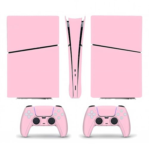 PS-5 Skin Digital Edition für Konsole & Controller, Pink & Rosa Nebel-Design – Perfekt für PS5-Slim ohne Laufwerk, 6-in-1 PS5-Zubehör Set, Schlank & Nahtlos, Blasenfrei & Kleberückstandsfrei