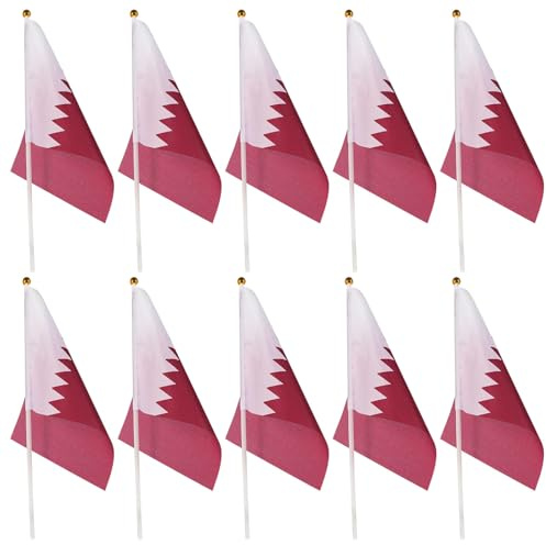 Ciieeo Lot de 20 Petits Drapeaux à Main 14x21 Cm pour Supporters Drapeaux Nationaux avec Hampe pour Jardin Terrasse et Décoration Extérieure