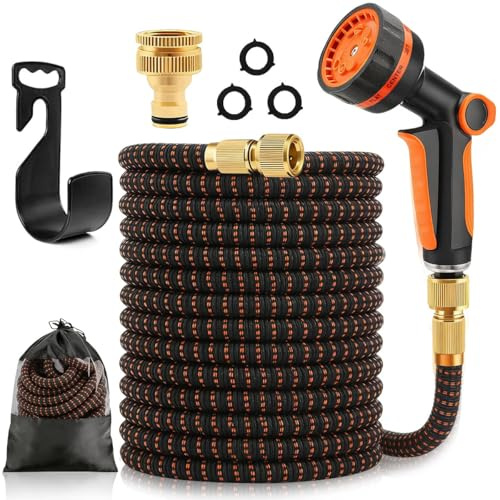 Tubo da Giardino Estensibile 30M/100Ft, Tubo da Giardino Flessibile con Pistola a Spruzzo a 10 Funzioni, Tubo Irrigazione da Giardino con Adattatore da 1/2 e 3/4, per Prato, Lavare l'Auto