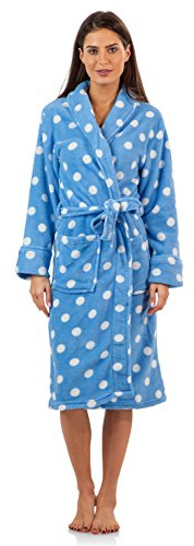 Casual Nights Women's Fleece Plush Robe - Blue/Dots - X-Large