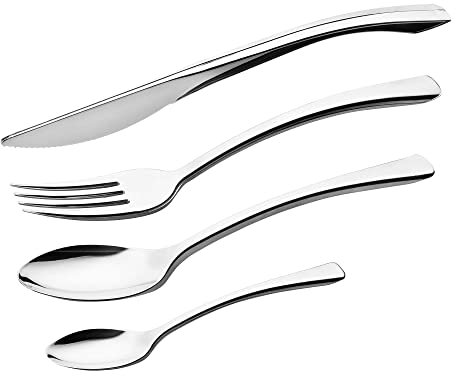 GRÄWE Tafelbesteck 200-tlg. für 50 Personen, Besteck aus Kunststoff, Edelstahllook silber - wiederverwendbar