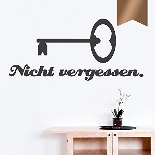 WANDKINGS Wandtattoo - Schlüssel nicht vergessen - 65 x 29 cm - Kupfer - Wähle aus 5 Größen & 35 Farben