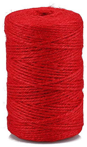 jijAcraft Spago di Iuta Corda di Iuta 2mm x 100M per Artigianato Fai da Te, Confezioni Regalo, Decorazioni (Rosso)
