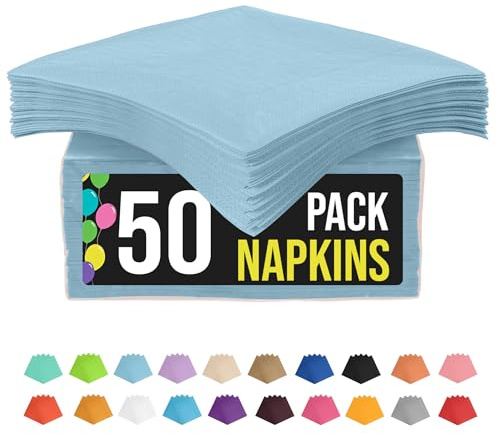 Party Solids Light Blue Napkins Disposable Everyday 50 Pcs 2 Ply Light Blue Cocktail Napkins Paper Everyday For Parties & Party Supplies