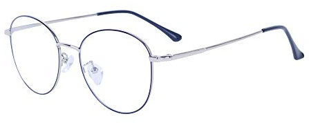 Blått Ljusfilter Glasögon Utan Styrka Anti-trötthet UV-skydd Datorglasögon Retro Ellips Metallram Glasögonram Med Glasögon Fodral - Svart Silver