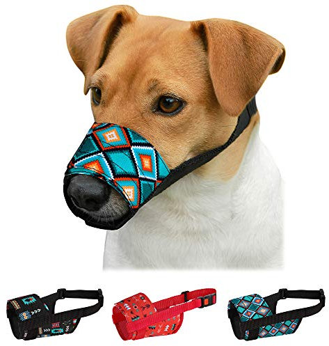 CollarDirect Maulkorb für Hunde – Verstellbarer, weicher, atmungsaktiver Tribal-Nylon-Mundschutz für kleine, mittlere und große Hunde, Anti-Kauen, Bellen S