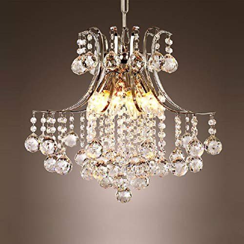 LED Pendelleuchte Kristallleuchter Elegant Chrom Kristall Esszimmer Esstisch Hängelampe Modern Kreativ Wohnzimmer Schlafzimmer Kücheninsel Kronleuchter Runde, 6-flammig E14, Höhenverstellbar, D40cm