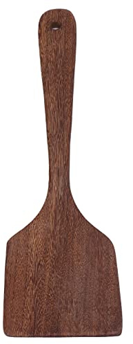 Wenge Wood Spatula for Cooking, Natural Wooden Kitchen Utensil, Heat Resistant Solid Turner with Ergonomic Handle & Hanging Hole, Lightweight Non-Stick Safe for Non-Toxic Cookware