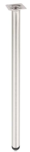 WAGNER Möbelbein/Tischbein/Möbelfuß Classic Retro - Ø 30 x 600 mm, integrierte Anschraubplatte 60 x 60 mm, Innengewinde Ø 10 mm, Stahl in gebürsteter Edelstahl-Optik - 12116001