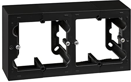 SIMON - Scatola a doppia superficie, base presa da incasso, serie Simon 10, adatta per interni (IP20), facile da installare, due elementi, colore nero