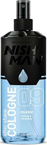 NISHMAN Aftershave Cologne 09 - Marine 150ml – Refreshing After Shaving Spray Lotion for Men - Scent of Sandalwood, Bergamot, Lemon, Rose & Lily - Mens After Shave Cologne