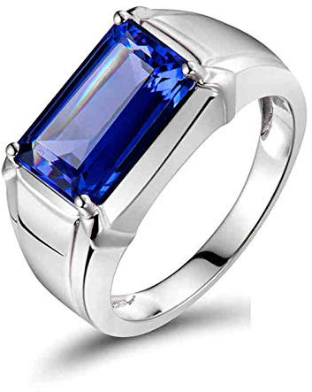 Lieson 18 Karat Weißgold Ring Herren, Ehering Herren Luxus Solitär Rechteckig Tansanit mit 4ct Hochzeit Ringe Weißgold Gr.63 (20.1)