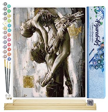 Figured'Art Malen Nach Zahlen Erwachsene Mit Rahmen Klassisches Paartanzen - Paint by Numbers Basteln DIY Bastelset 40x50cm Mit Keilrahmen (nicht gespannt)