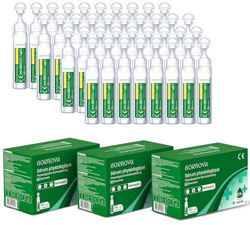 BORNOVA nacl 0.9 isotonische sterile (120 x5 ml) physiologische kochsalzlösung nasenfrei baby nase wundreinigung saline solution Sterile Lösung für die Nasen Augen Ohrenhygiene
