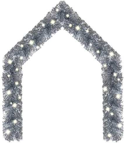 Tidyard Weihnachtsgirlande mit LED Künstliche Girlande Weihnachstdeko Tannengirlande Türgirlande Türbogen Weihnachten 10 m Silbern 5 V USB Stromquelle