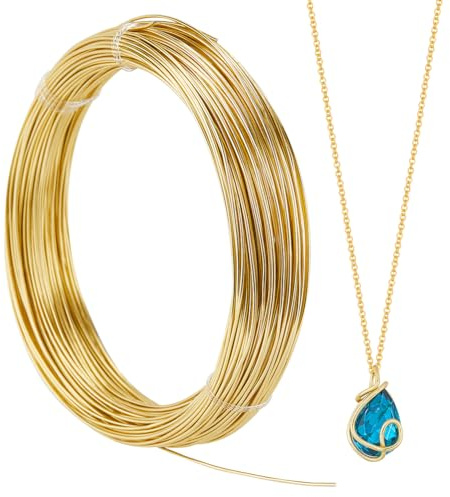 SUNNYCLUE 50 m aluminiumtråd, 1 mm hantverkstråd i guld, 18 Gauge hantverkstråd i aluminium, böjbar metalltråd för hantverk, trådlindning, pärlor, skulptering, blommig