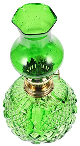 GOOHOCHY Vintage Petroleumlampe Aus Glas Tischöllampe Mit Flammenregler Dekorative Öllampe Für Heimdekoration Windsichere Öllampe Mit Einfacher Dochtregulierung