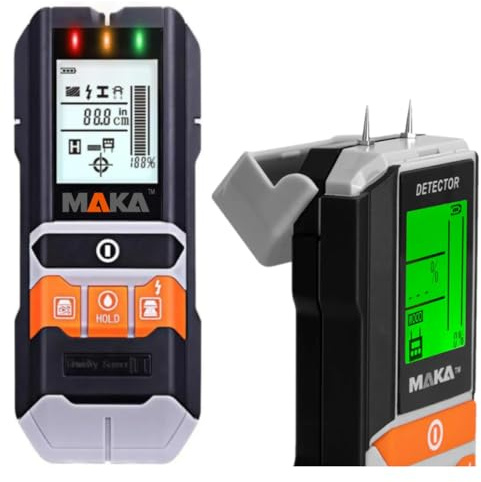 SAVE | Leitungsfinder und Feuchtigkeitsmessgerät für Wände | 2-in-1 Multifunktionsdetektor mit präzisem Feuchtigkeitsmesser und Leitungssucher | Stromfinder DETEKTOR