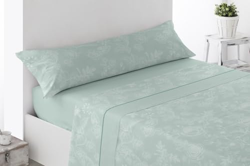 ENERGY COLORS TEXTIL-HOGAR Juego Sábanas Estampadas Verano, Juego 3 Piezas Microfibra. Sábanas Tacto Fino, Suave, Ajustable y Transpirable. (Verde, Cama 90)
