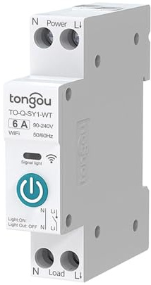 TONGOU Interrupteur intelligent WiFi rail DIN DIY 1P+N | Interrupteur relais intelligent WLAN 6A | Application iOS Android | Télécommande application TUYA/Smart Life | pour Smart Home | Commande