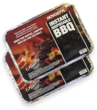 Disposable Portable BBQ Grill Tray - Pack of 2 Instant Light Charcoal Barbecues Grill Tray for Garden BBQs, Camping BBQ, Fishing or Picnic Set