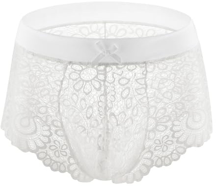 Bommi Fairy Men's Sexy Panties Knickers Briefs Stretch Low Waist Lace Bow Lace Boxer Briefs Sissy Panties Comfortable Fit Low