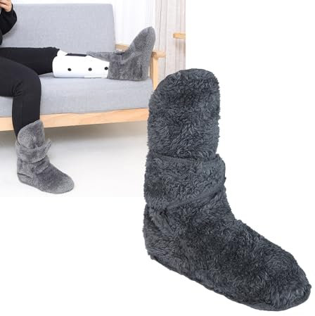 Thermal Fleece Plaster Stocking Fluffy Plush Foot Cast Sock Plaster Foot Cover Adjustable Foot Warmer Cast Protector Elderly Faux Fur Indoor Floor Slippers Socks for Fracture Surgical Recovery