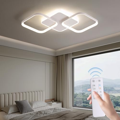 ANTENLICHT Plafonnier LED Moderne Dimmable avec Télécommande, 40W 4500LM Lampe de Plafond Avec Fonction Mémoire, Luminaire Plafonnier LED pour Chambre salon, Salle à manger Cuisine, Blanc 50x50x5cm