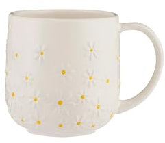 Price & Kensington Daisy Pattern Ceramic Mug, White with Yellow Flowers, 360ml Microwave and Dishwasher Safe Novelty Style Made from Stoneware Stylish Dinnerware