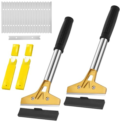 Esforzarse 2 Stück Tapetenentferner Set mit 20 Ersatzklingen, TapetenlöSer, TapetenablöSer,Schaber Werkzeug Glasschaber, Farbschaber zum Entfernen von Tapeten und Bodenfliesen-Kleber, Abziehbilder
