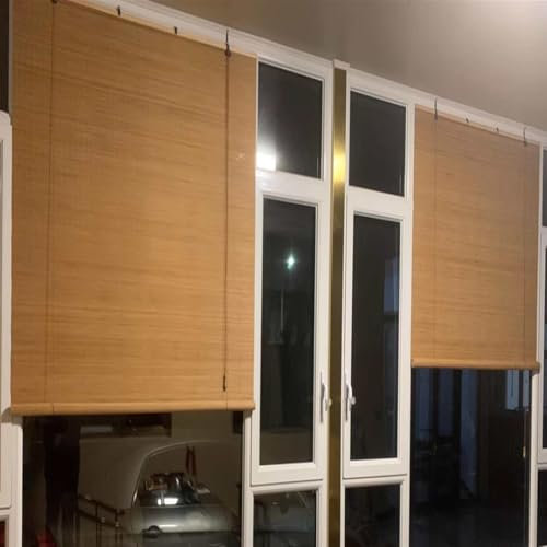 Bambusrollo Anpassbar,Roller-Bambus-Jalousien Natürliche Rollo Vorhang Sonnenschutz Outdoor Verdunkelungsrollos für Küche Fenster Korridor,Gazebo