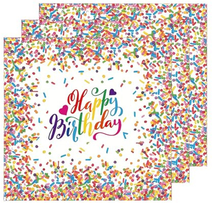 40 Stück servietten geburtstag,33x33cm tischdeko geburtstag servietten bunt Konfetti, servietten kindergeburtstag für Junge Mädchen Geburtstag Party Deko