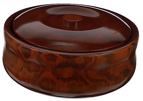 Mobestech Frutero Tazón Redondo Ligero de Madera con Tapa Estilo Retro para Snacks y Alimentos, Adecuado Hogar Tienda