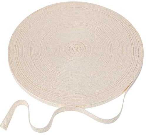 50m Cotton Twill Tape for Sewing, Bias Binding Tape, 54.7 Yards Soft Beige Herringbone Cotton Webbing Tapes Ribbon for DIY Craft Sewing, Home Decor, Handbag Tote (Width 10mm)