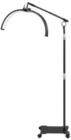 DDZcozy Halbmond Lampe mit Telefonständer, LED Wimpernverlängerung Lampe mit 350° drehbarer Lichtkopf für Schönheitsstudio
