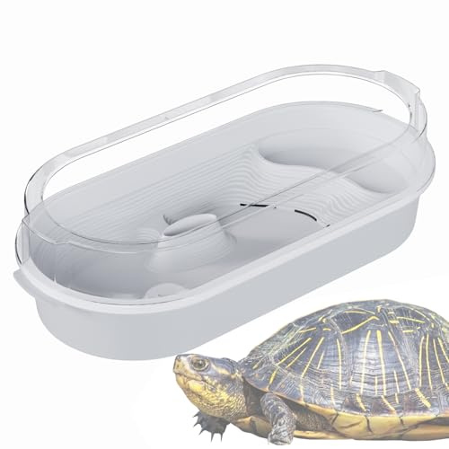 Reptile Schildkröten-Aquarium, Schildkrötenbecken, Schildkröten Terrarium Mit -Sonnenplattform, 4 Multifunktionsbereiche, Reptilien-Terrarien, Reptilien-Lebensraum, 35x20x15cm