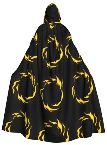 YYHWHJDE Burning wind fire ball Printed Halloween Adult Hooded Cloak No Zipper, Comfortable & Durable for Role-Playing