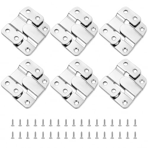 6 Pairs Flush Concealed Mount Bracket, Concealed Headboard Wall Fixings Brackets, Heavy Duty Stainless Steel Wall Mount Interlocking Z Clip Hooks for Pictures, Mirrors, Frame and Artwork Hanging