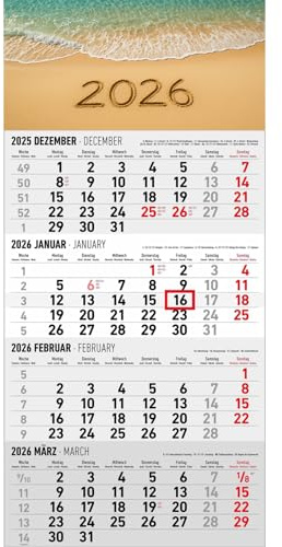 4-Monatskalender 1 Block - XL - Strand 2026