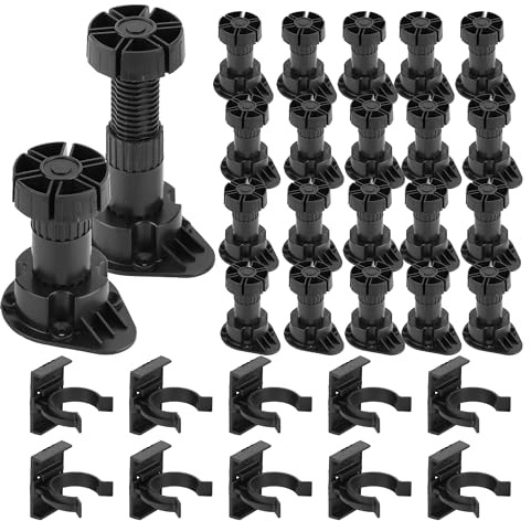 WENLISELL 20 PCS Cabinet Legs Black, Kitchen Unit Legs Adjustable 80-130mm | Cabinet Foot Kitchen Unit Cabinet Legs, For Kitchen Bathroom Cabinet