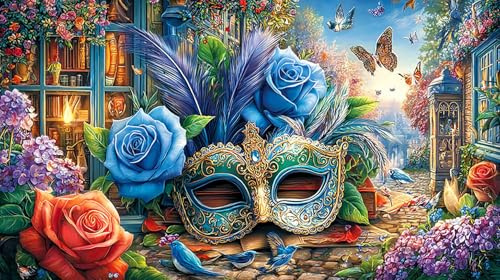 Carnival-Mask-Feathers Puzzle pour Adultes 1000 pièces Extremement Difficile Stimulant Jeu éducatif détente Cadeau Amusant & Activité Maison 38x52/1000 pièces