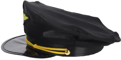 TOYANDONA Authentische Schwarze Pilotenmütze aus Polyester mit Achteckiger Form Bequemem Material und Leichter Reinigung für Theateraufführungen und Cosplay